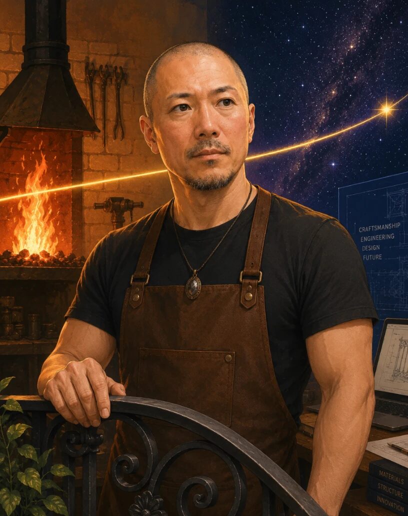 鍛冶職人・蠣﨑 良治のポートレートイラスト